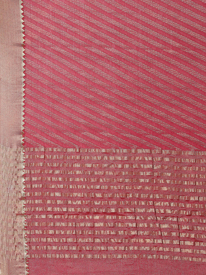 Striped Brocade Georgette Plain Saree