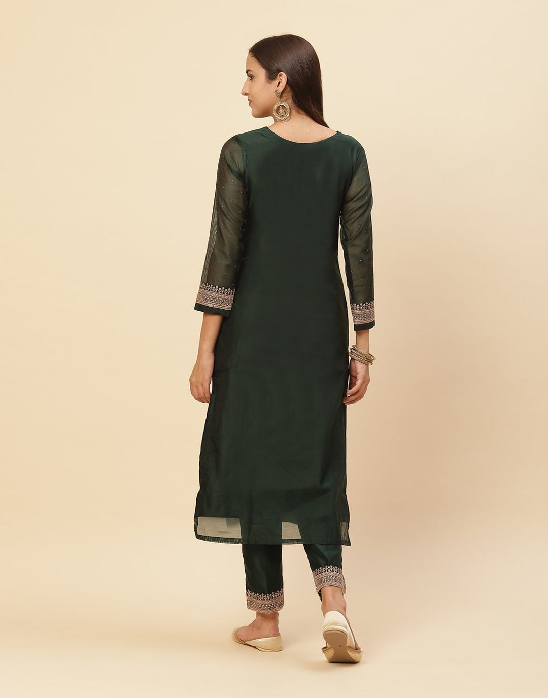 Sequence Embroidered Cotton Chanderi Salwar Kameez Stitched Suit With Georgette Dupatta
