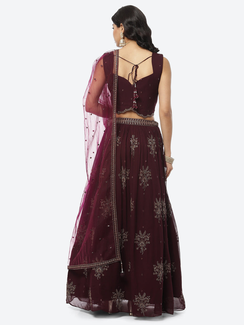Georgette Lehenga Paired With Matching Crop Top