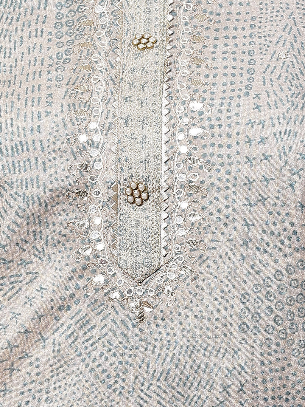 Neck Embroidered Art Tussar Unstitched Suit Piece With Dupatta