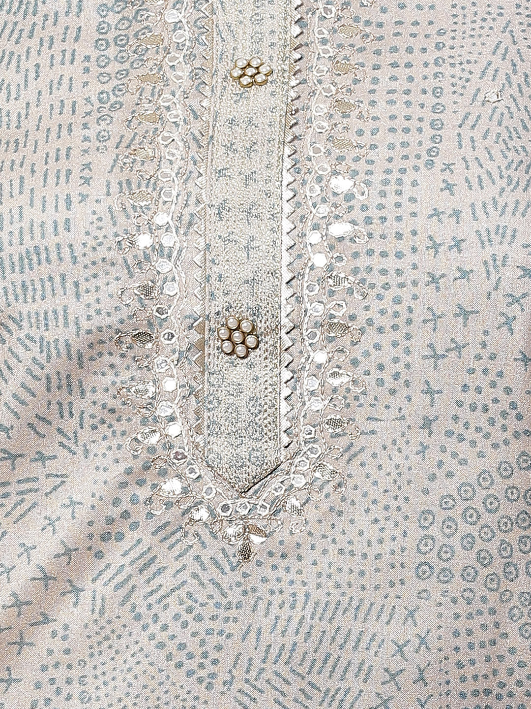 Neck Embroidered Art Tussar Unstitched Suit Piece With Dupatta