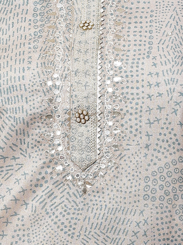Neck Embroidered Art Tussar Unstitched Suit Piece With Dupatta