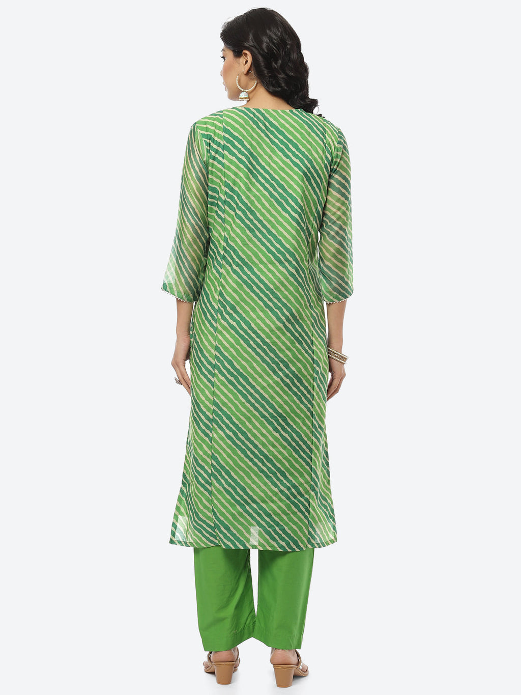 Printed Neck Embroidered Chanderi Kurti With Pant