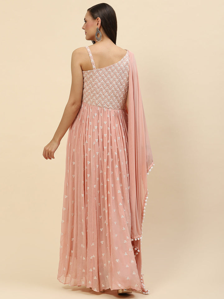 Resham Booti Georgette Gown Dress