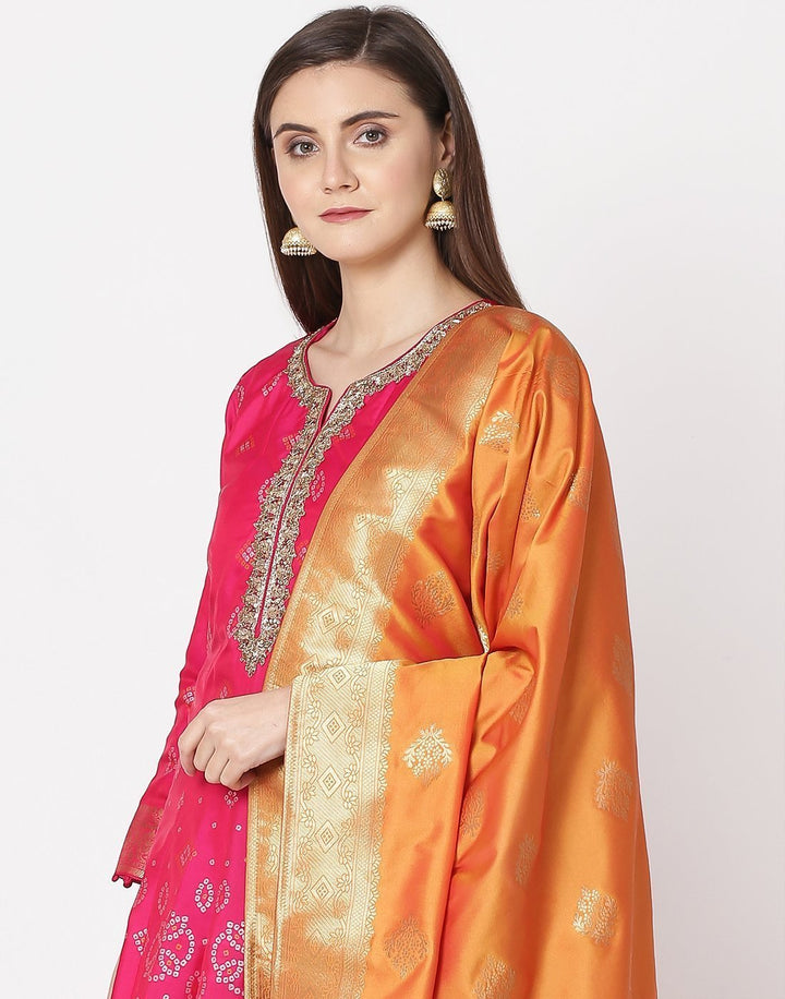 MBZ Meena Bazaar-Rani Mustard Dupion Handloom Salwar kameez