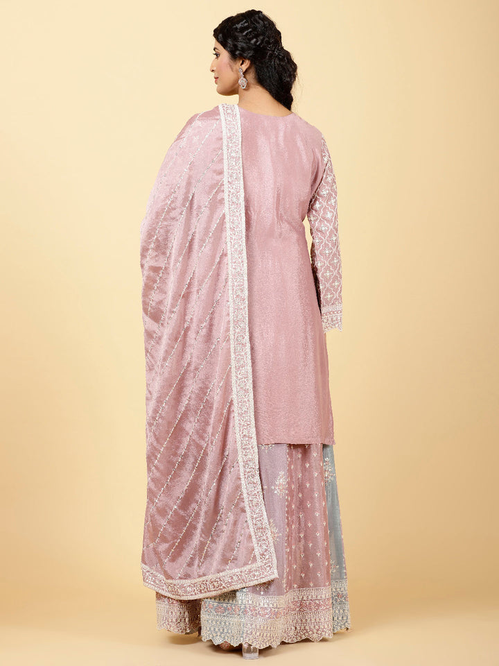 Sequin Embroidered Crepe Choli With Lehenga &amp; Dupatta