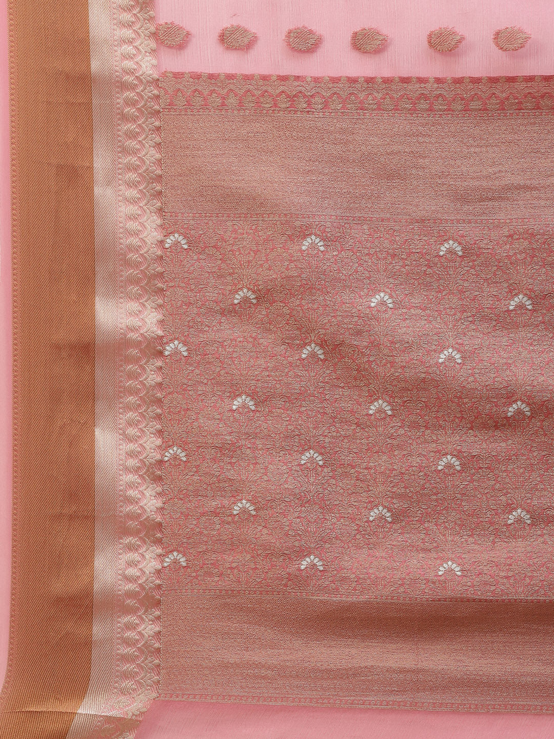 Antique Booti Organza Plain Saree