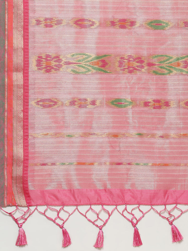 Zari Border Booti Woven Handloom Saree