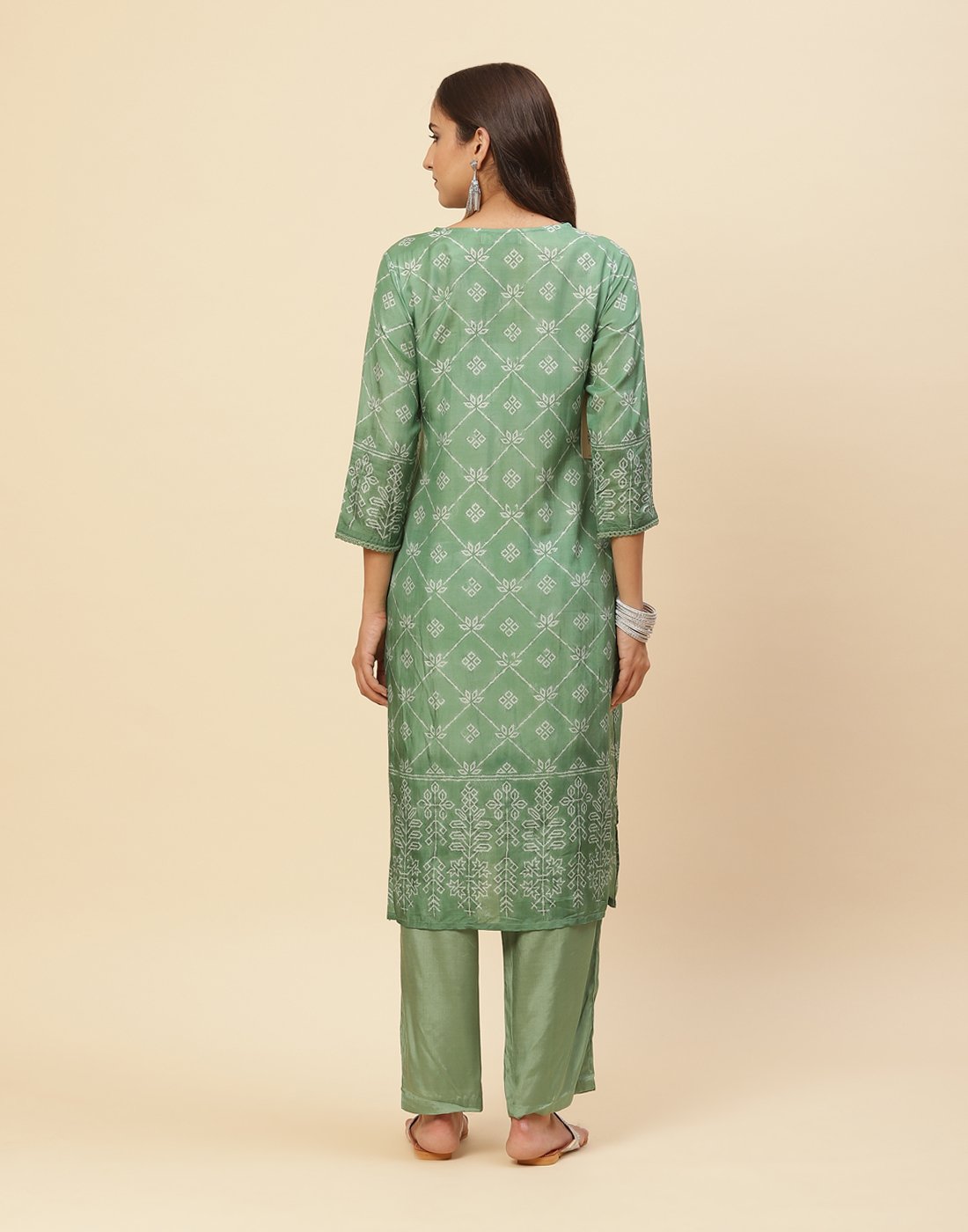 Mirror Work Printed Cotton Muslin Kurti With Pant