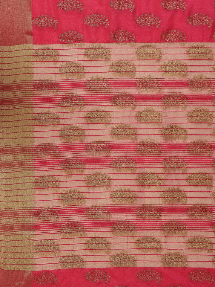 Zari Border Booti Art Handloom Woven Saree