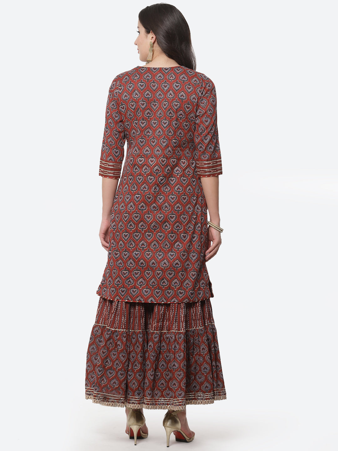Printed Gota Patti Cotton Kurti With Sharara
