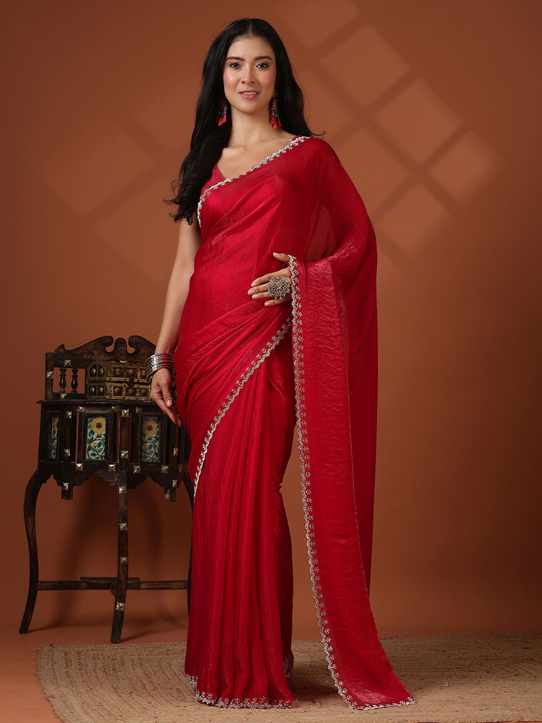 Embroidered Organza Saree