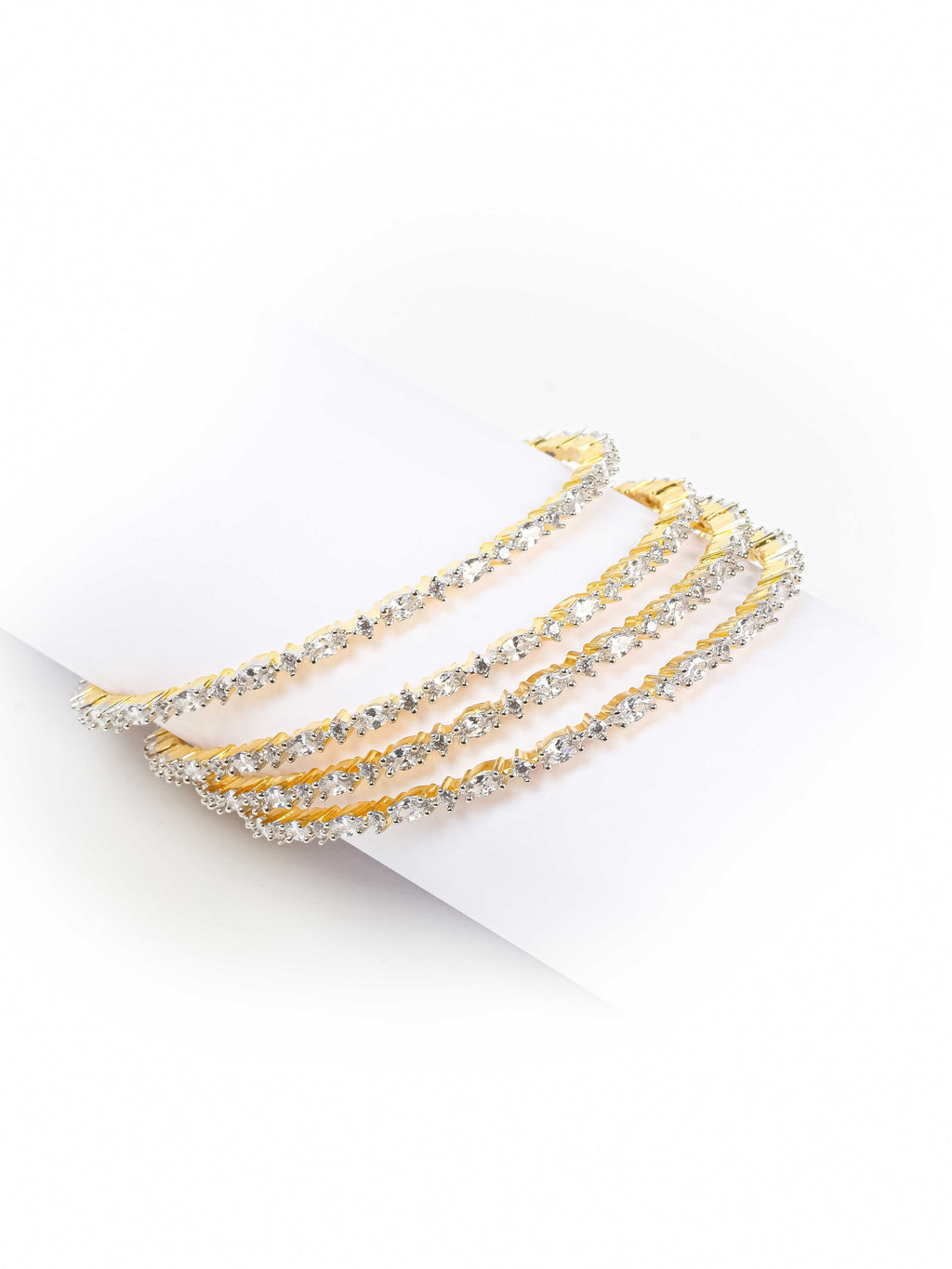 Gold & White AD Bangles Set