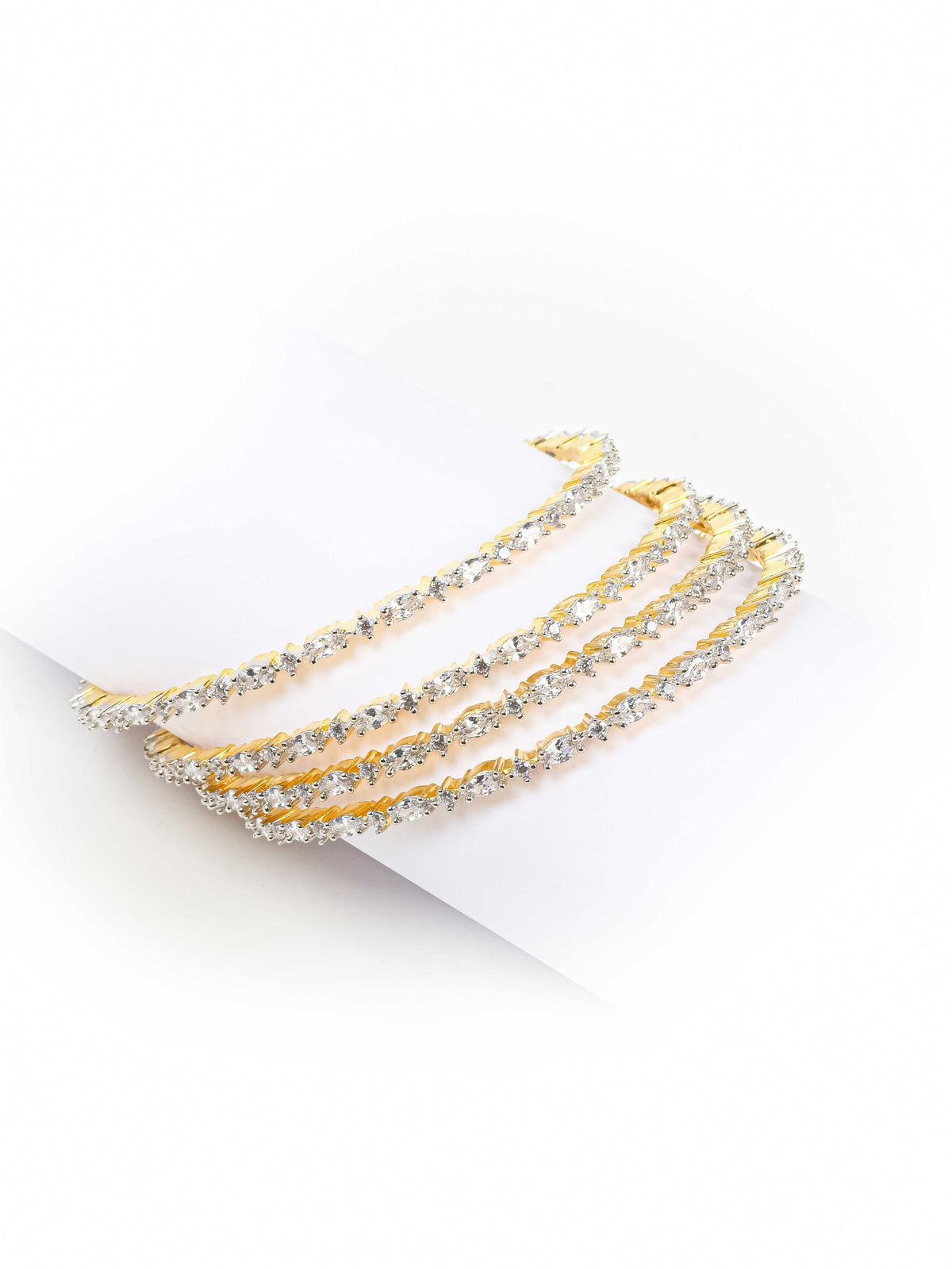 Gold & White AD Bangles Set