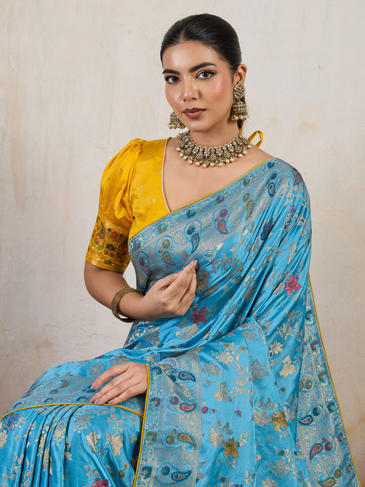 Woven Design Satin Makhmal Silk Saree