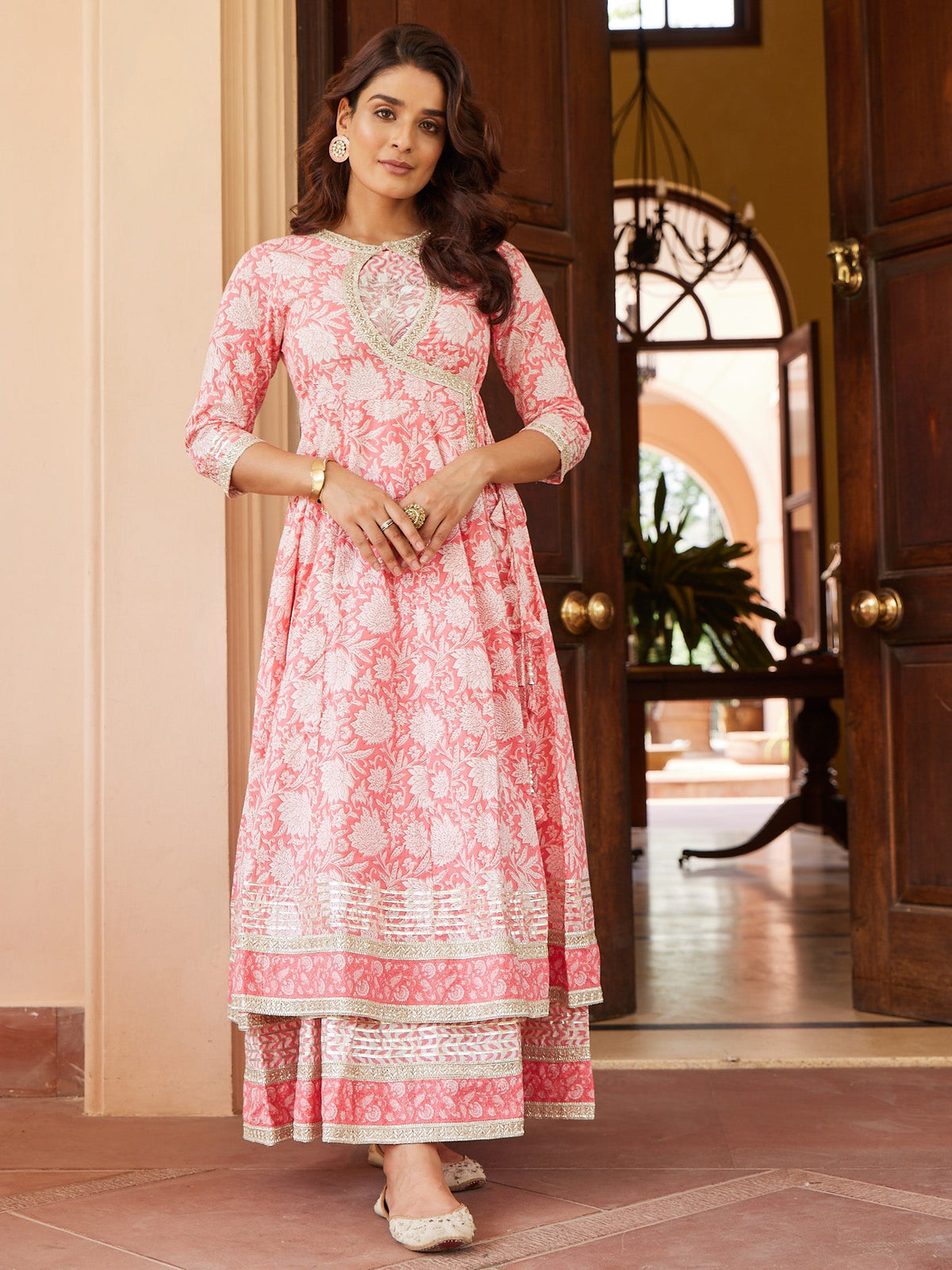 Floral Printed Double Layer Cotton Kurta
