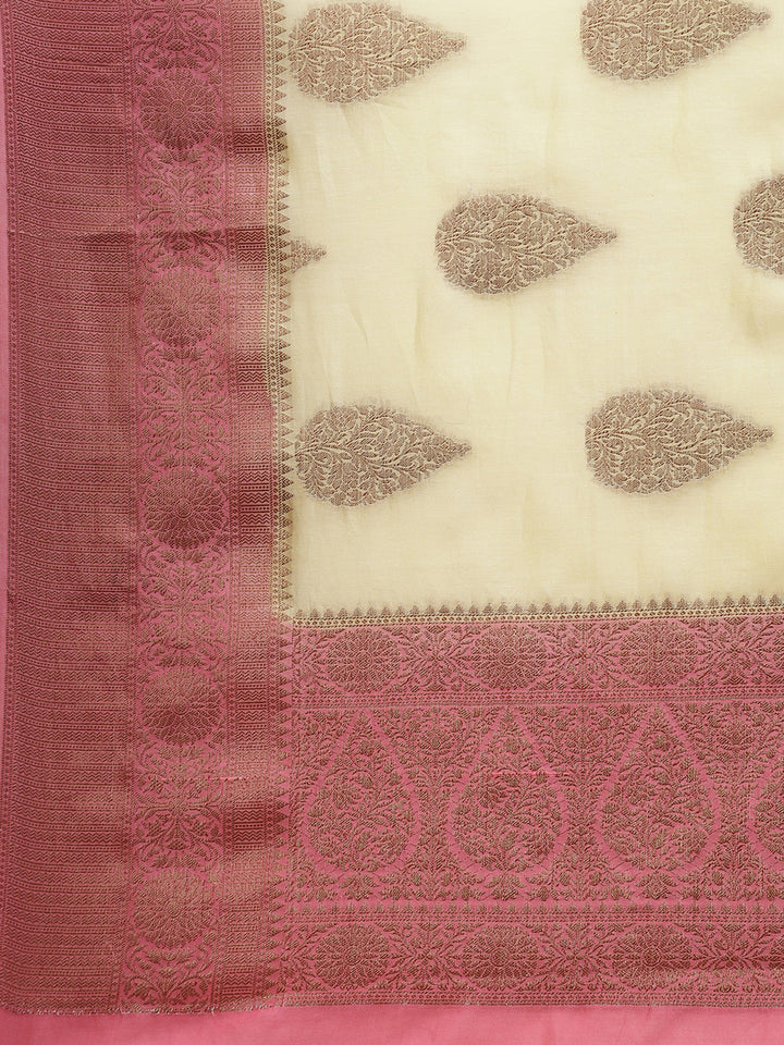 Zari Border Booti Cotton Woven Saree