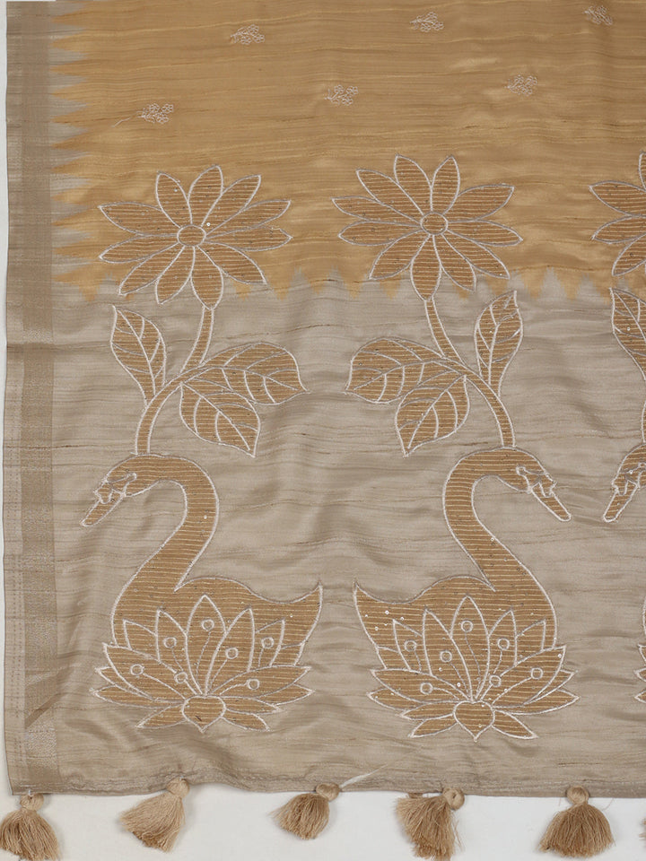 Printed &amp; Embroidered Booti Art Silk Saree