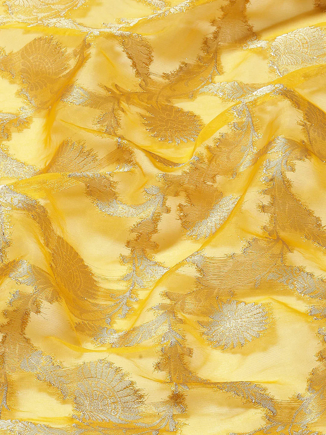 Floral Zari Jaal Organza Plain Saree