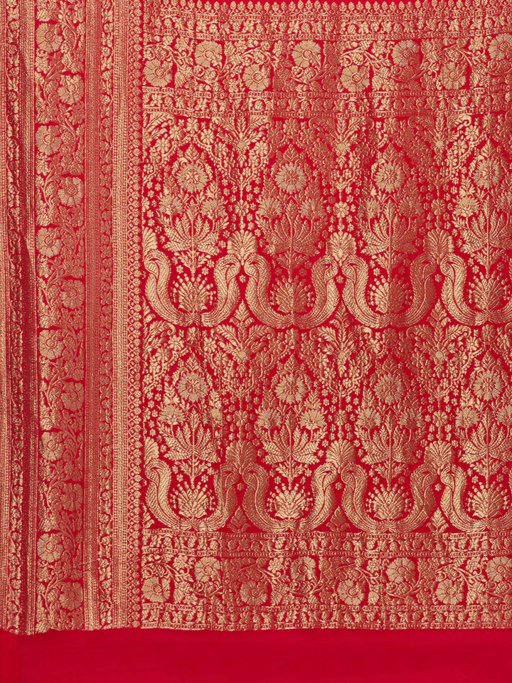 Zari Border Booti Satin Woven Saree