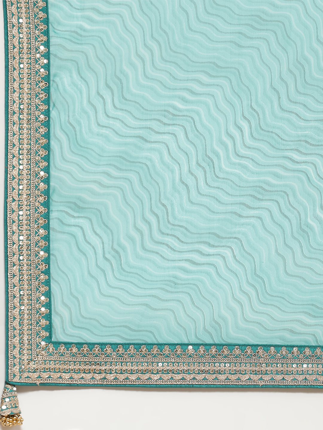 Printed &amp; Embroidered Border Organza Saree