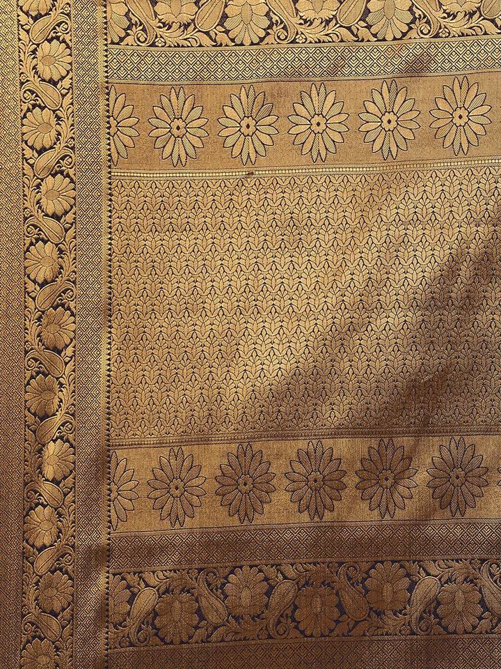 Zari Border Booti Art Handloom Saree With Running Blouse