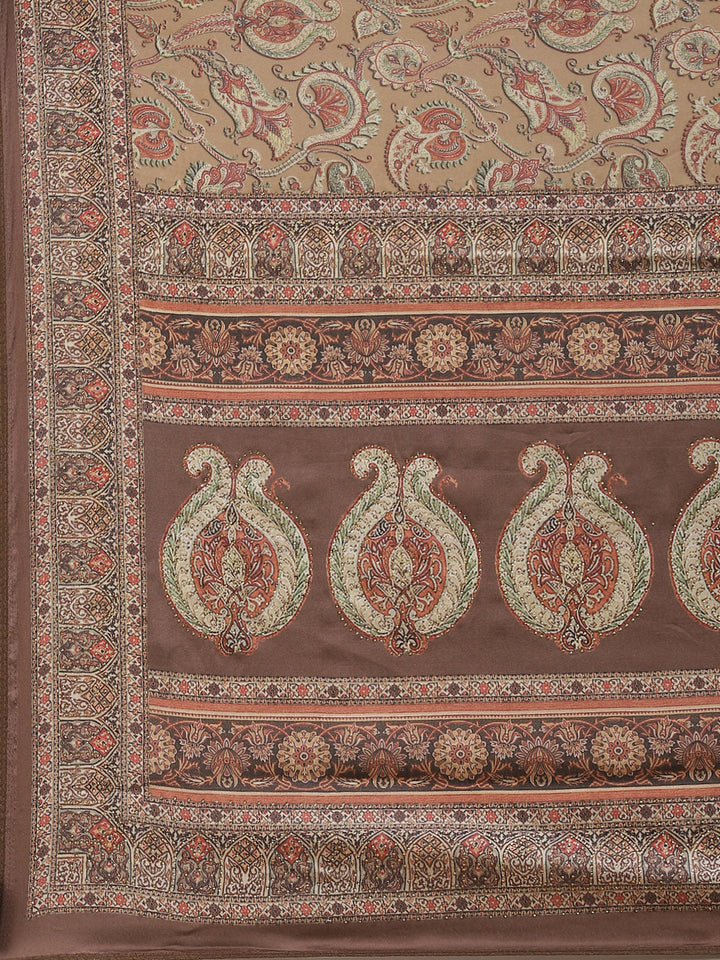 Stone Work Satin Printed Saree