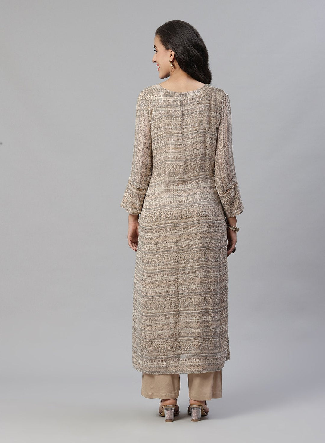 Georgette Kurti Pant Set With Sequin Detail