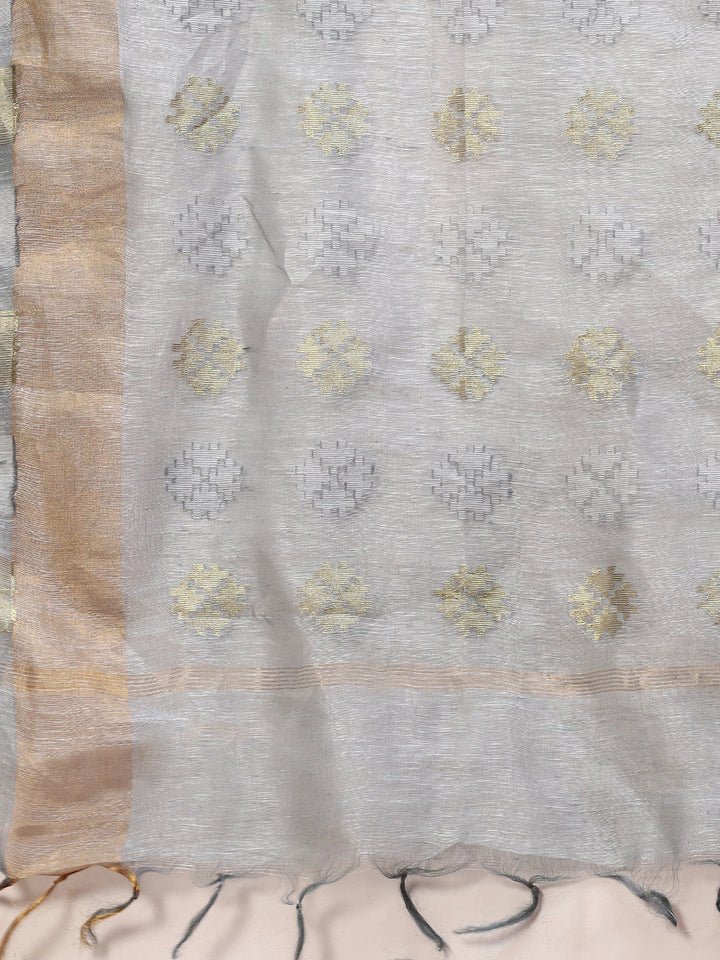 Resham Border Linen Woven Saree