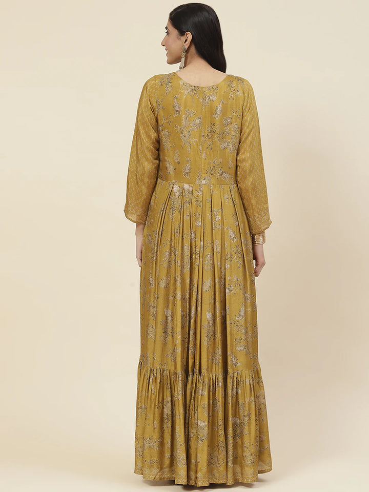 Printed With Yoke Embroidered Muslin Kurta