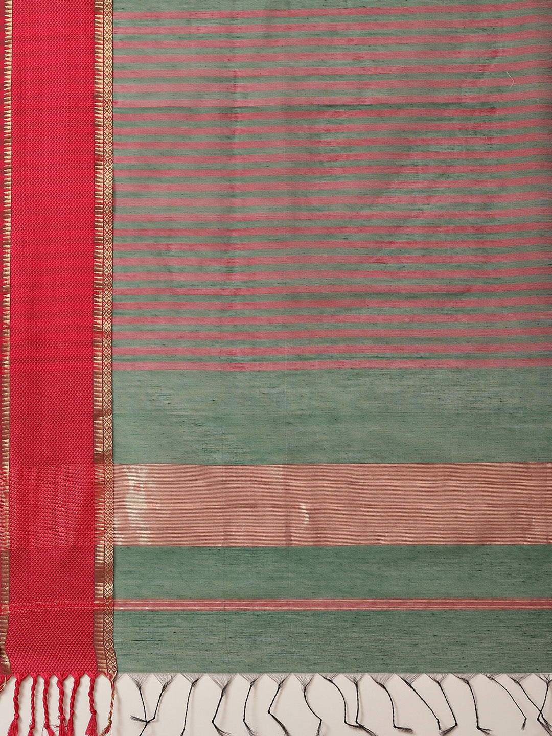 Plain Zari Border Cotton Woven Saree