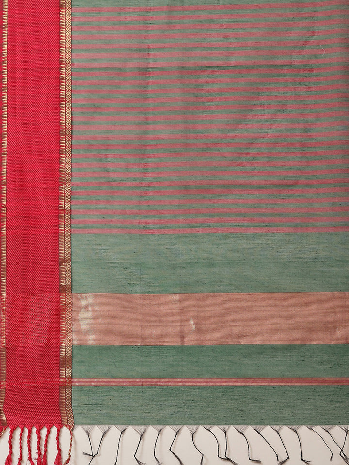 Plain Zari Border Cotton Woven Saree