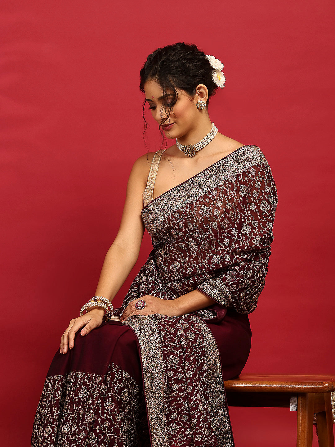 Embroidered Georgette Saree