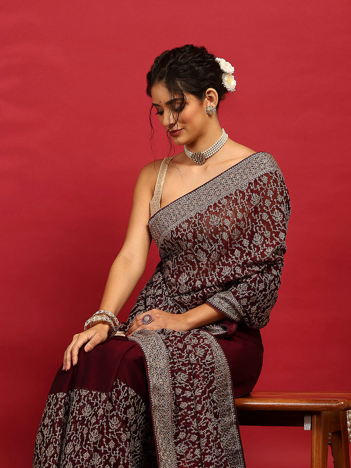 Embroidered Georgette Saree