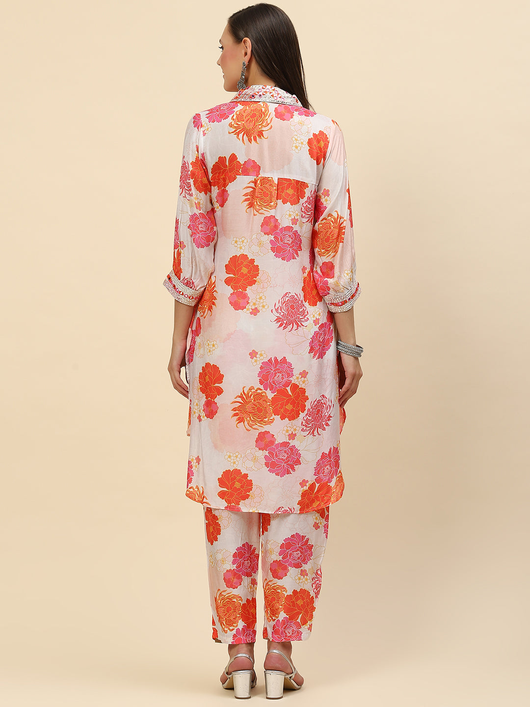 Floral Printed Muslin Kurta With Pants