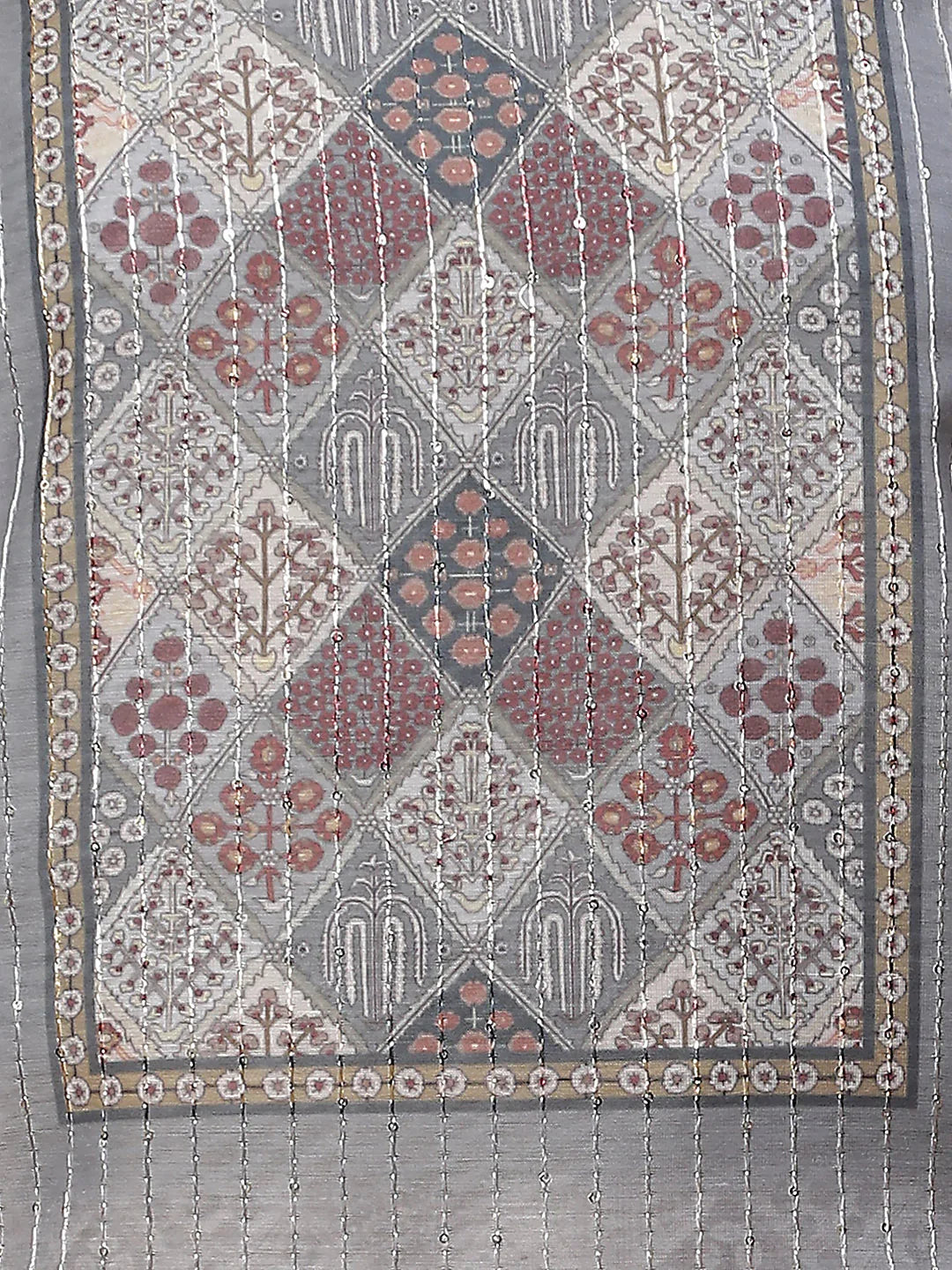 Neck Embroidered Chanderi Unstitched Suit Piece With Dupatta