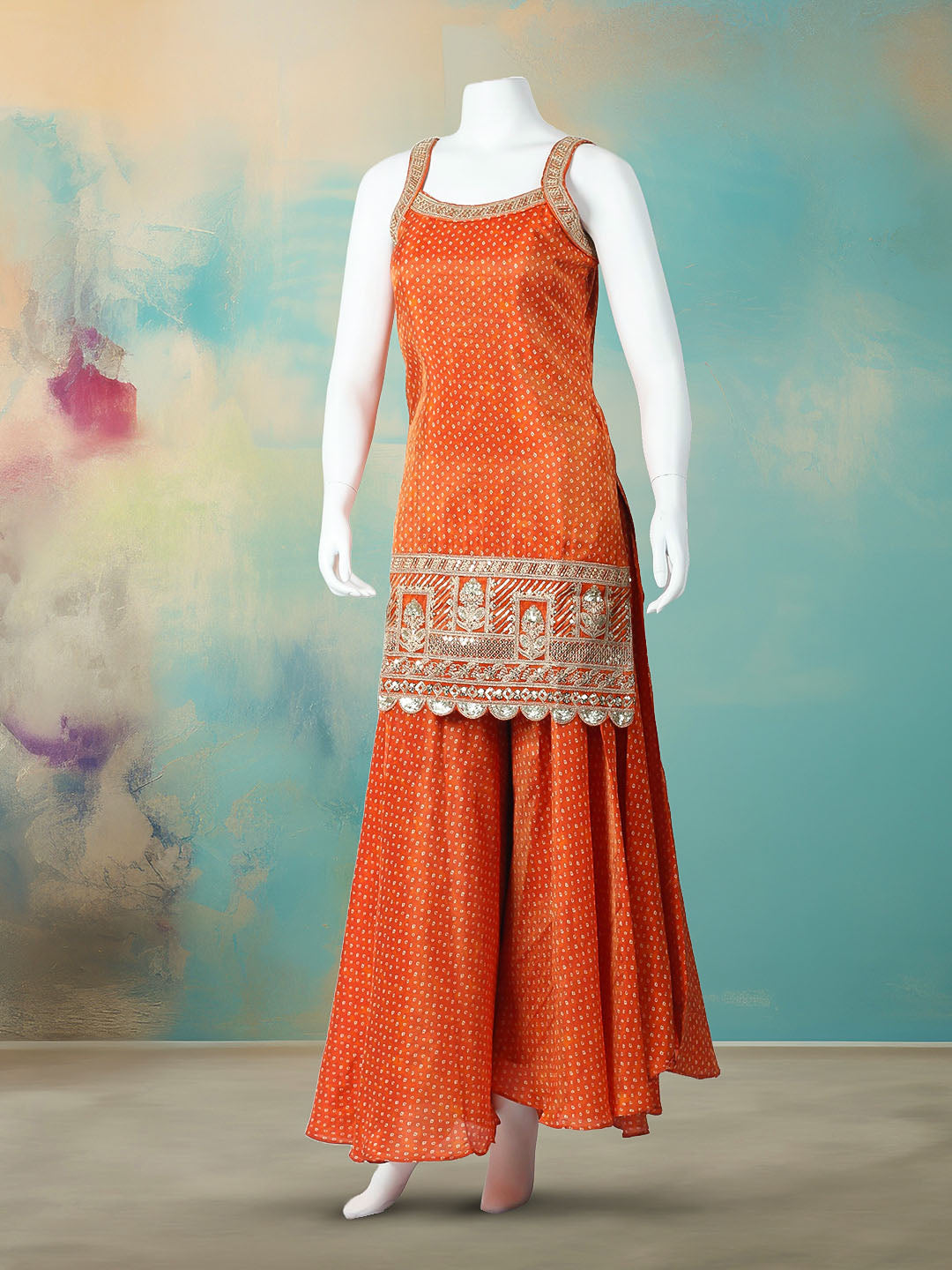 Woven Design Tissue Stitched Kurta With Pant &amp; Dupatta
