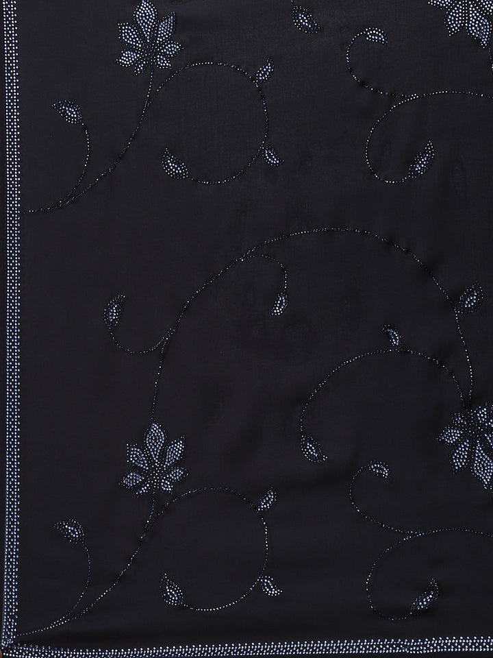 Stone Jaal Embroidered Satin Saree