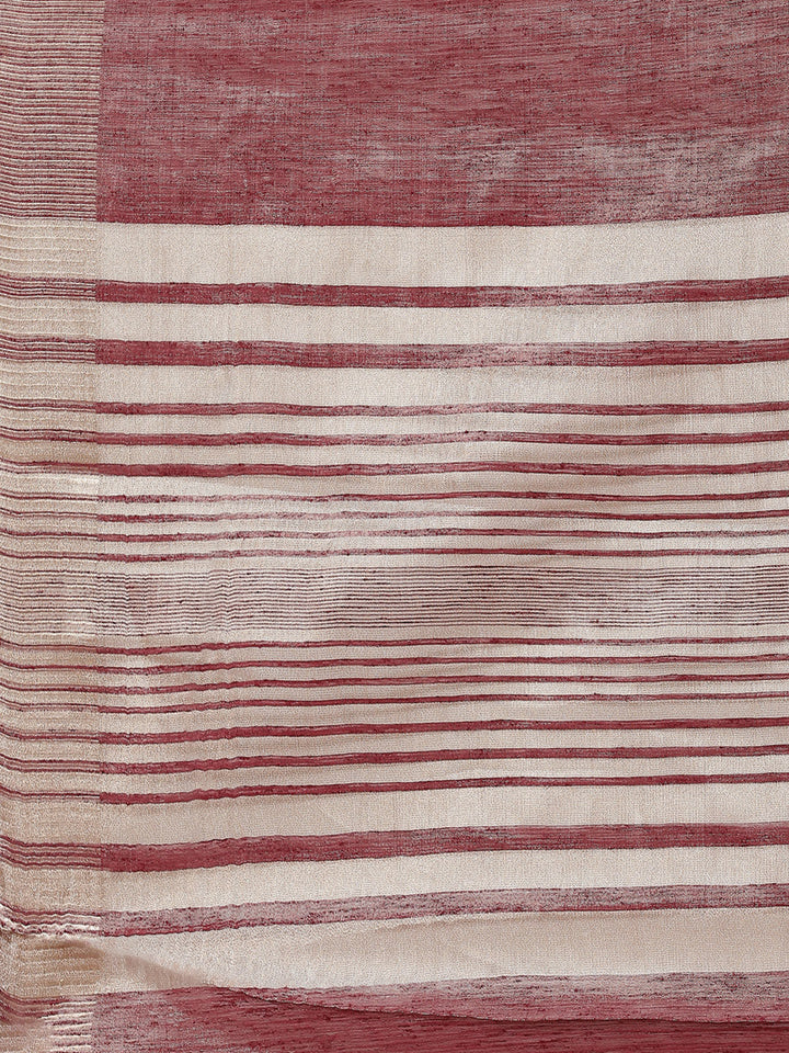 Plain Zari Border  Handloom Woven Saree
