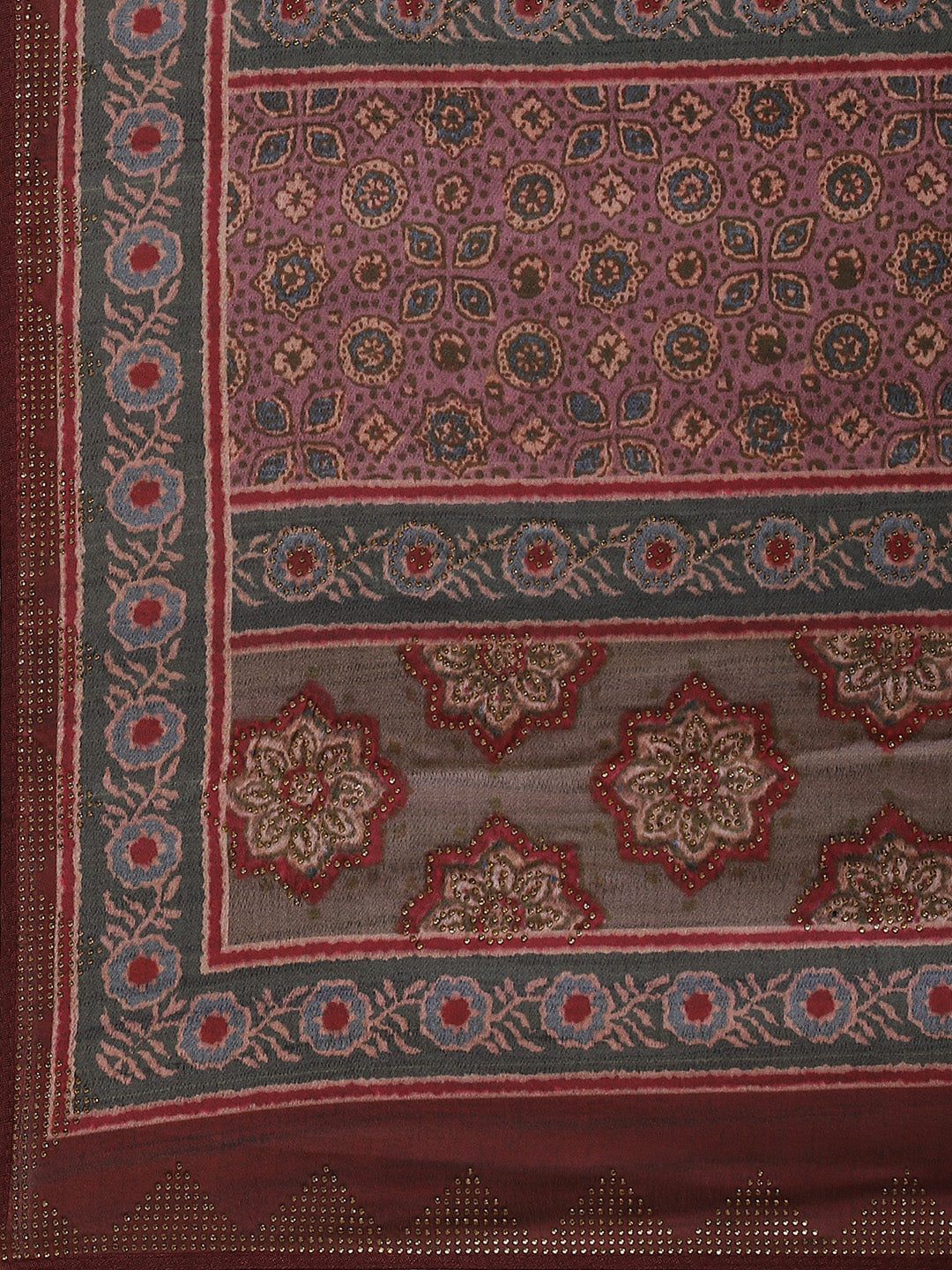Stone Work Satin Printed Saree