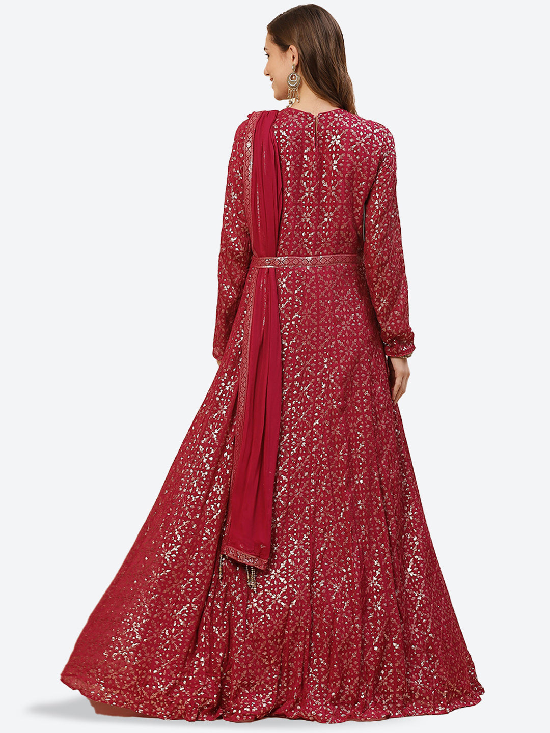 Sequence Crepe Stitched Anarkali Salwar Kameez With Georgette Dupatta