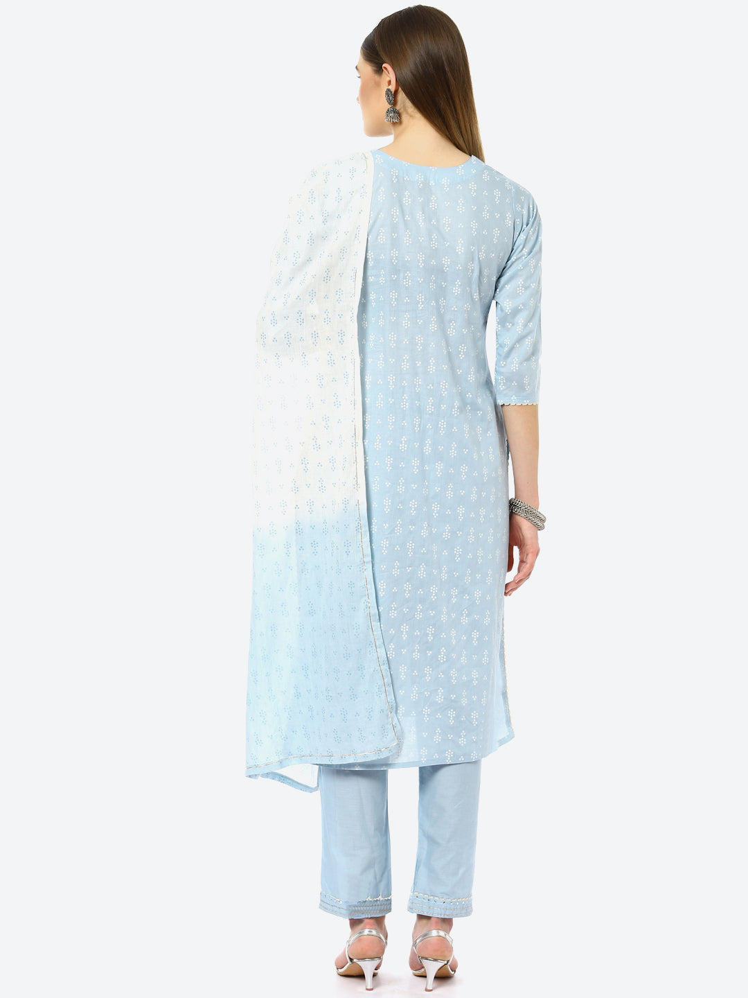 Bandhani Mirror Work Cotton Kurta With Pant &amp; Cotton Dupatta