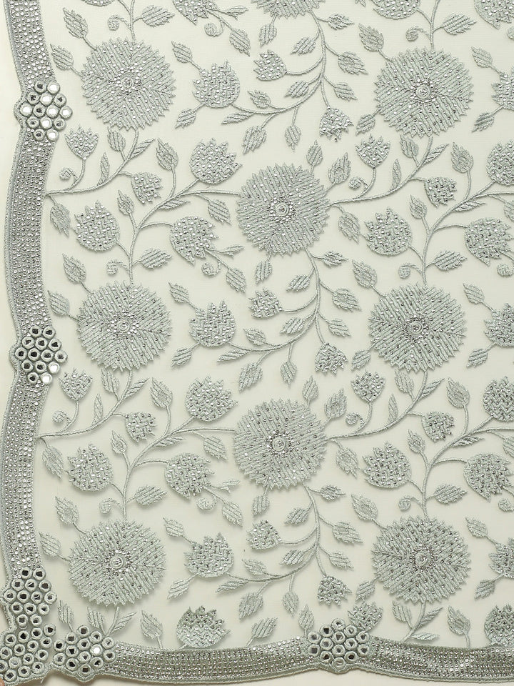 Floral Embroidered Net Saree