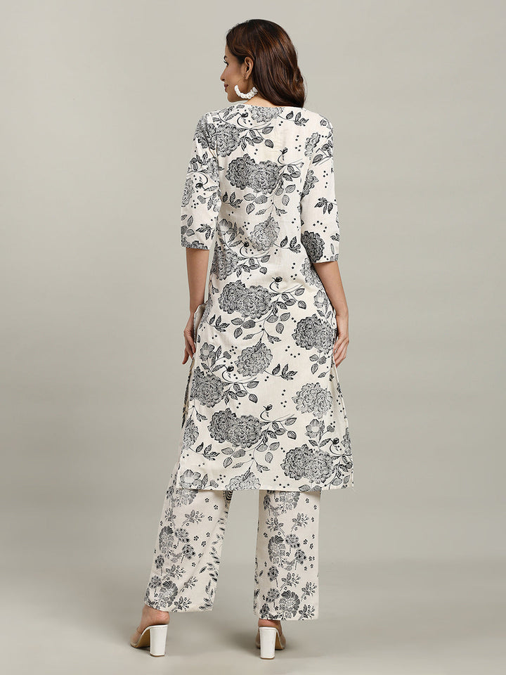 Printed Cotton Blend Kurta With Pants