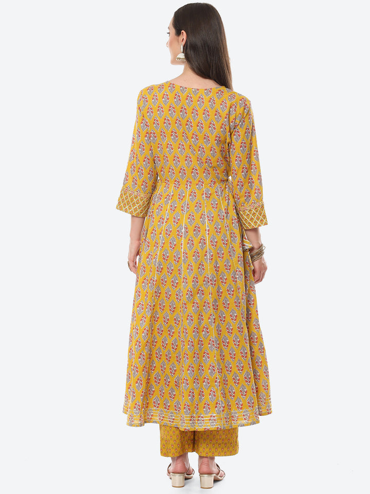 Gota Embroidered Printed Anarkali Kurta With Pant