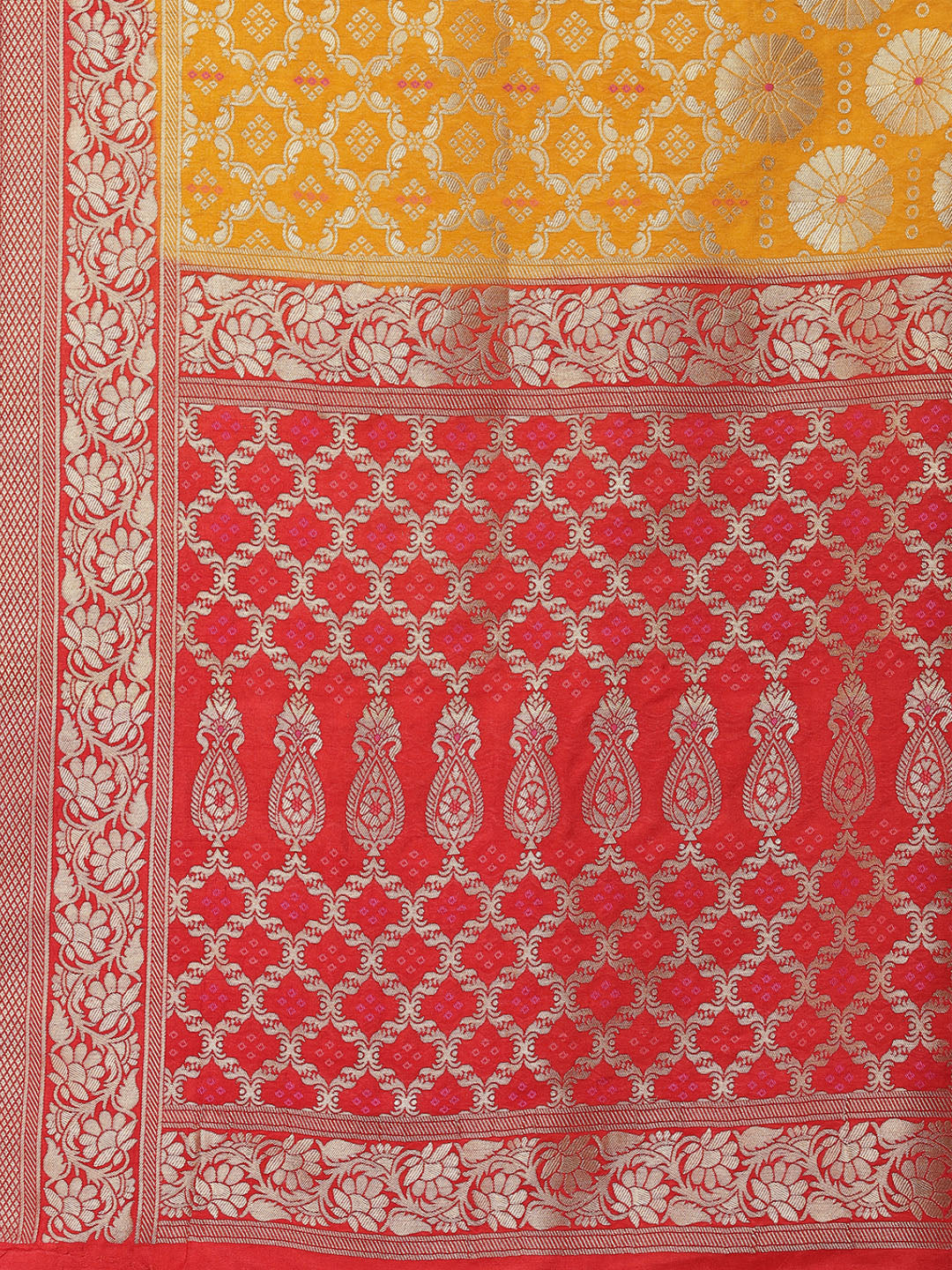 Bandhej Art Handloom Woven Saree