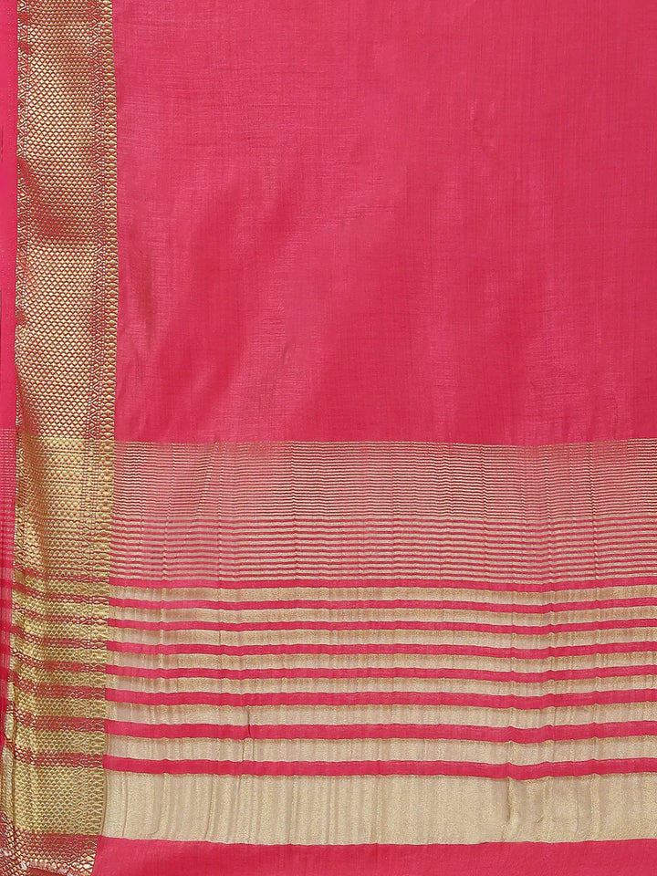 Plain Zari Border Handloom Woven Saree