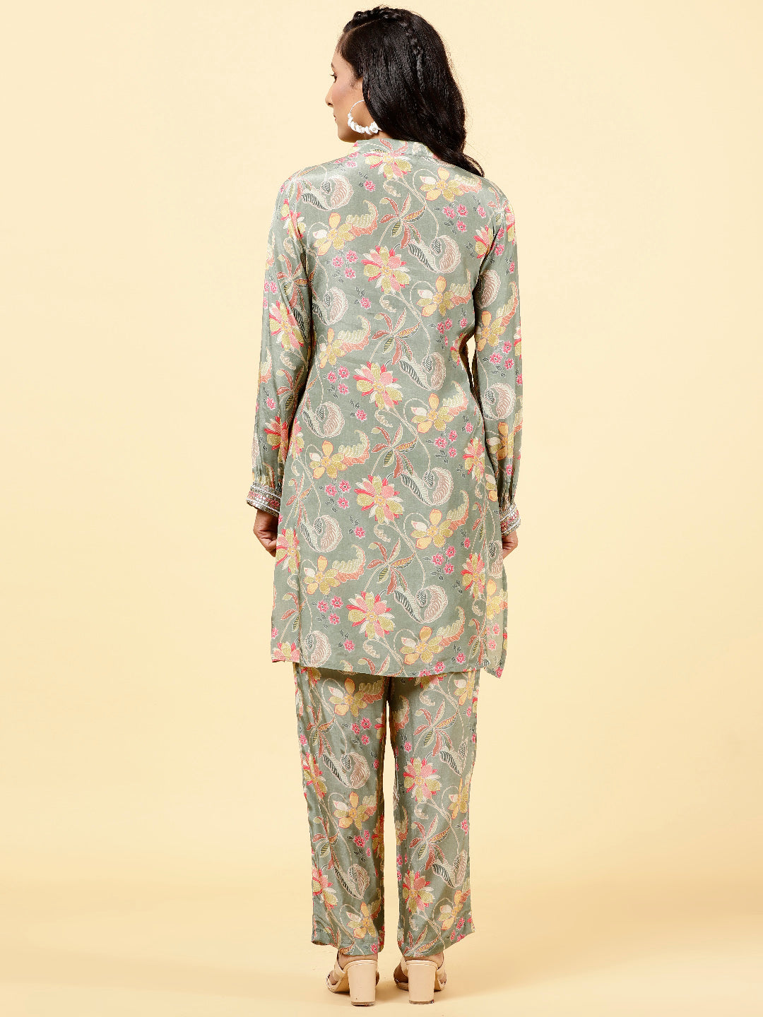 Printed Crepe Kurta With Pants