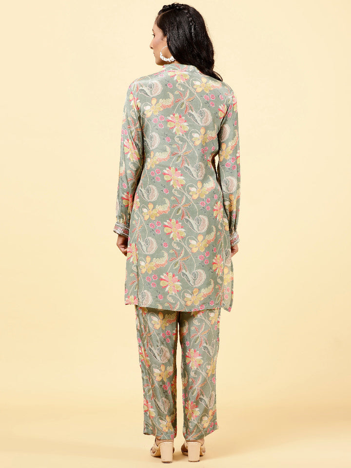 Printed Crepe Kurta With Pants