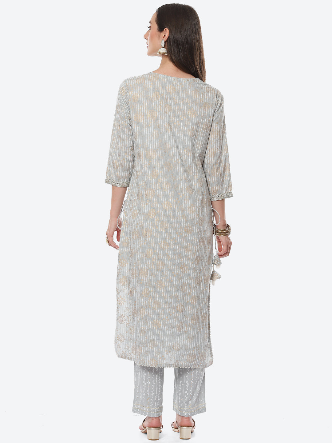 Resham Mirror Printed Cotton Kurta With Pant